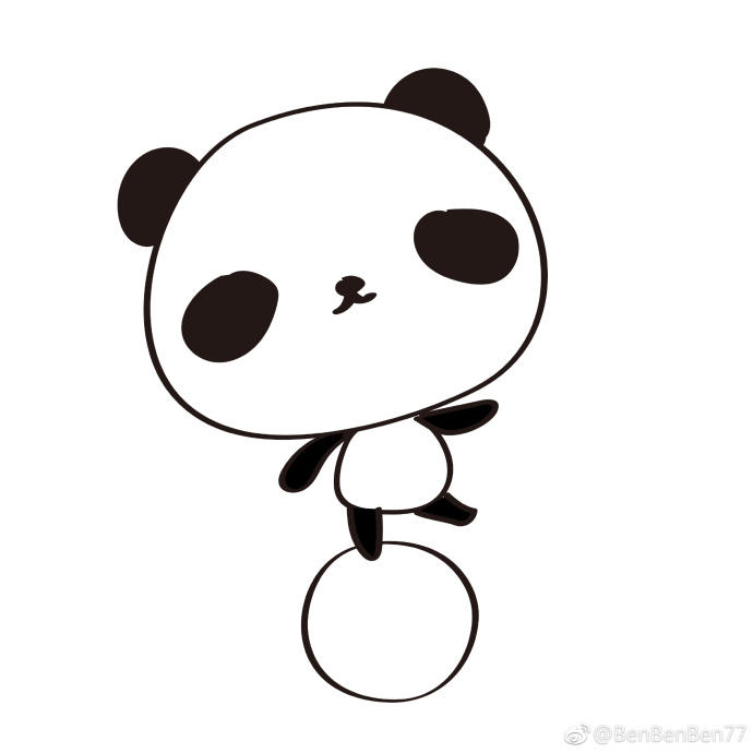 熊猫花式玩球简笔画
