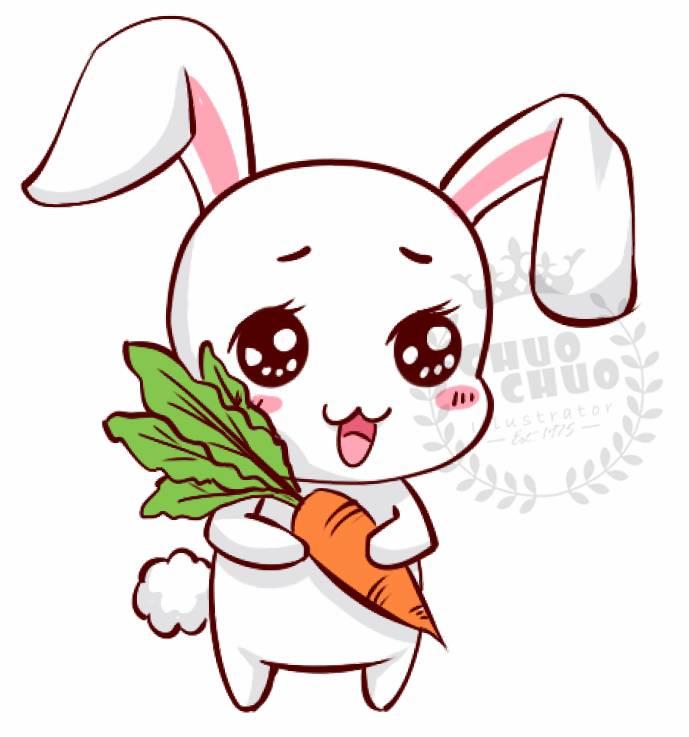 可爱兔兔吃萝卜简笔画_兔子简笔画