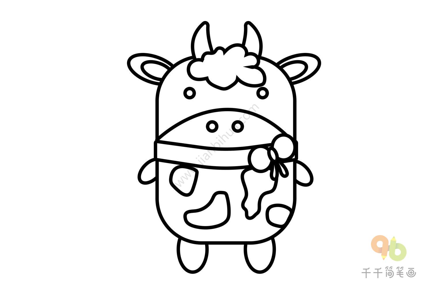 斑点奶牛简笔画_陆地动物