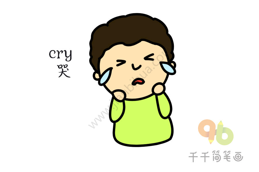 宝宝英文认知 哭泣的男孩简笔画