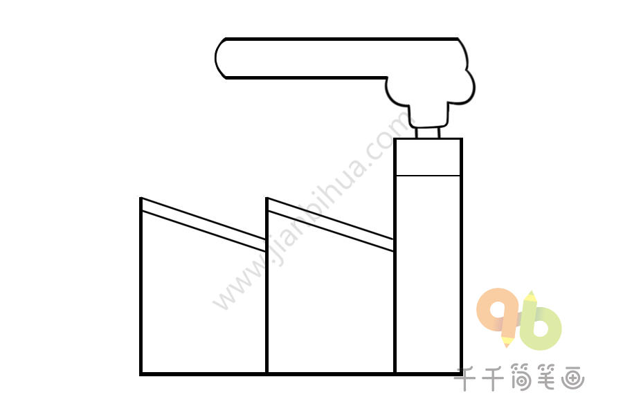 工厂的长方形烟囱简笔画