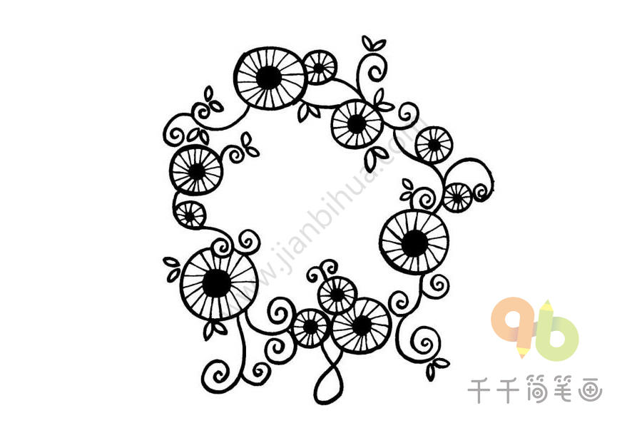 美丽的花环头饰简笔画图片