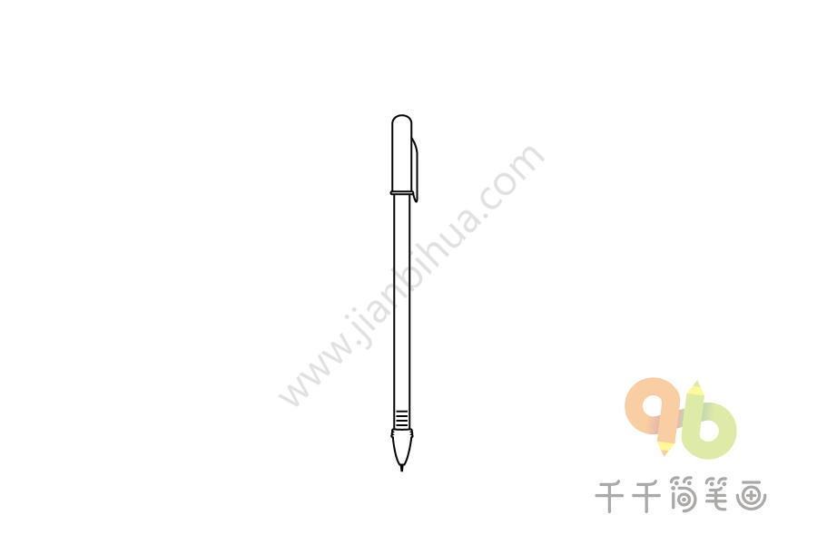 少女心中性笔简笔画_学习用品简笔画