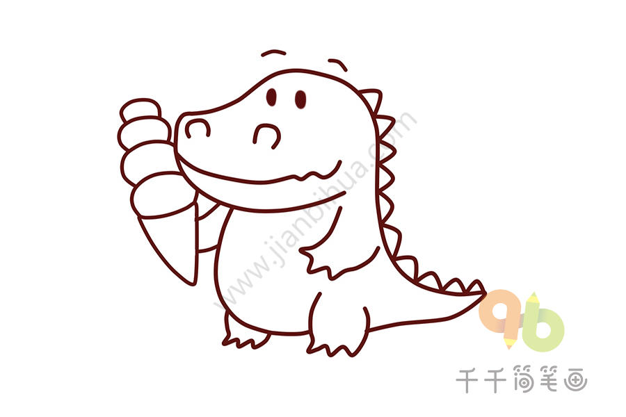 六一儿童节的奖励吃冰淇凌 鳄鱼简笔画图片