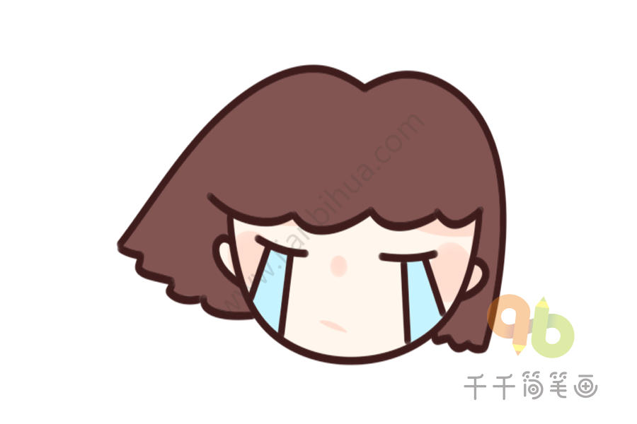 人物表情包简笔画 大哭的女孩
