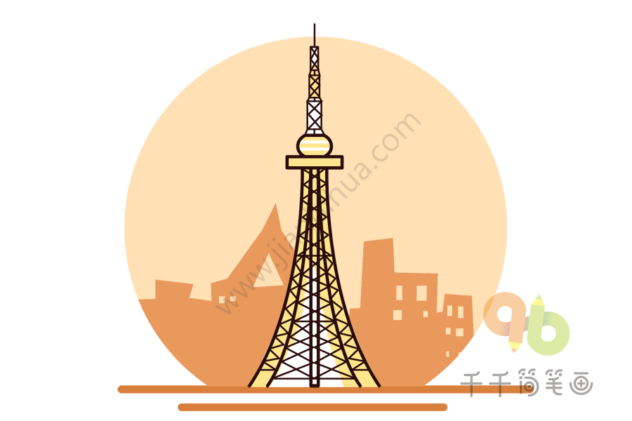 哈尔滨龙塔简笔画,龙塔指黑龙江省广播电视塔,是哈尔滨的标志性建筑.