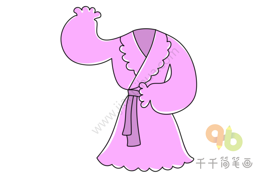 粉色长袖连衣裙简笔画