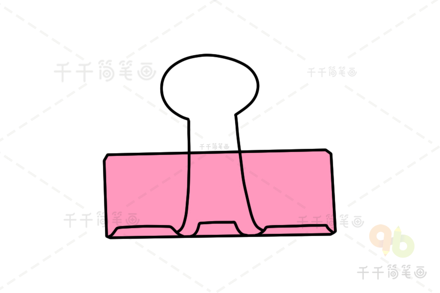 粉色夹子简笔画步骤图