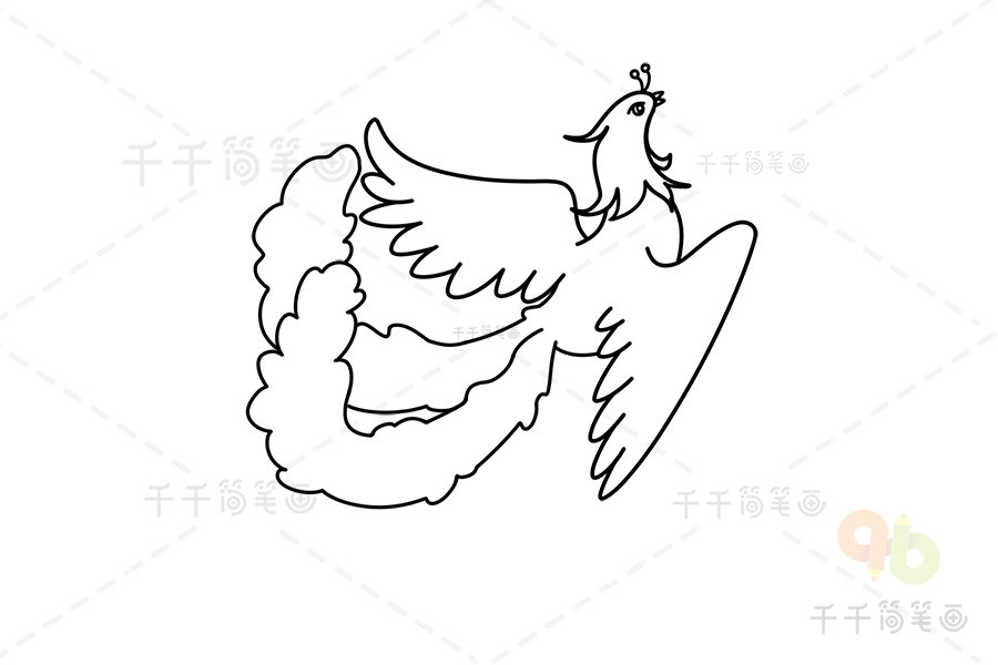 百鸟之王凤凰简笔画