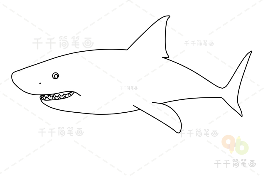 今天小编给大家带来了鲨鱼简笔画,感兴趣的快来画画吧!