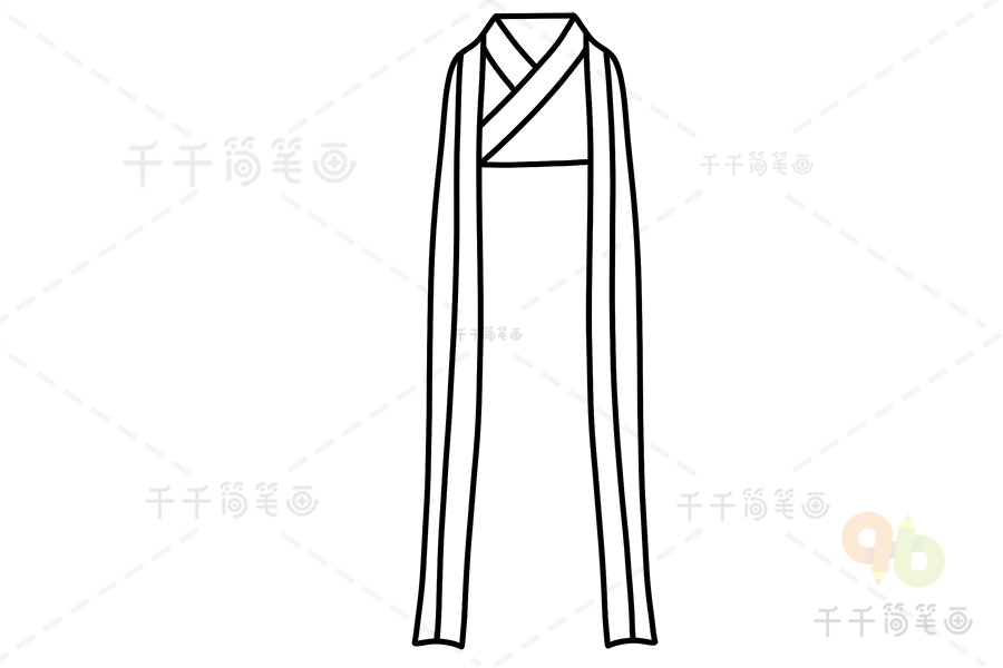 暖色系男士汉服简笔画