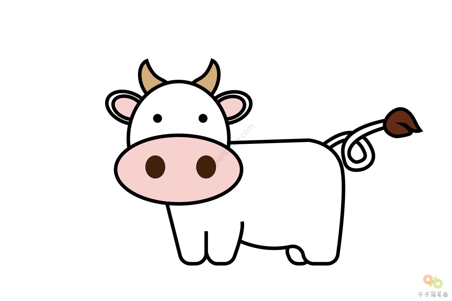 奶牛简笔画图片彩色