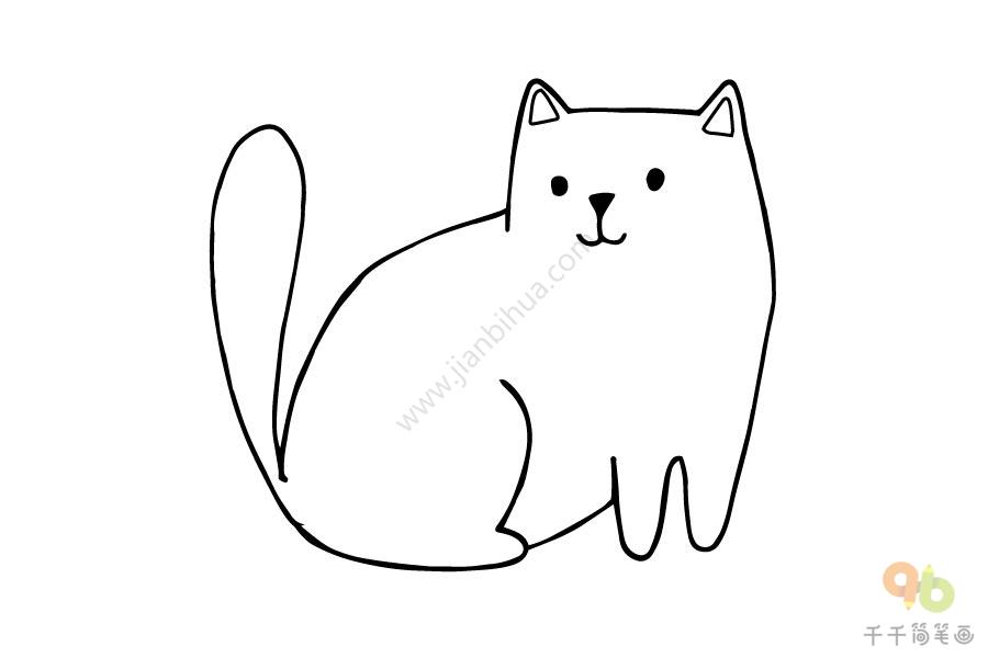 回头眺望的小猫简笔画步骤图