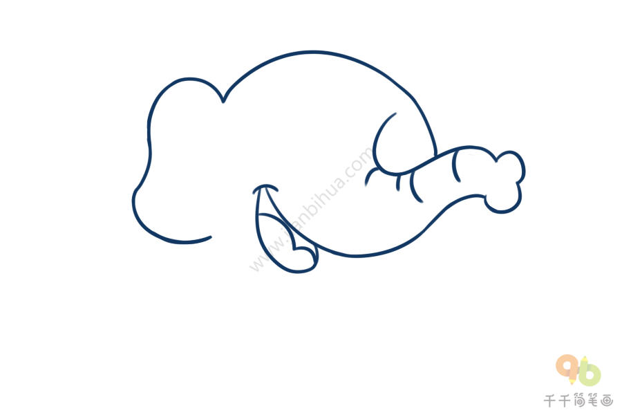 开怀大笑的大象简笔画步骤图