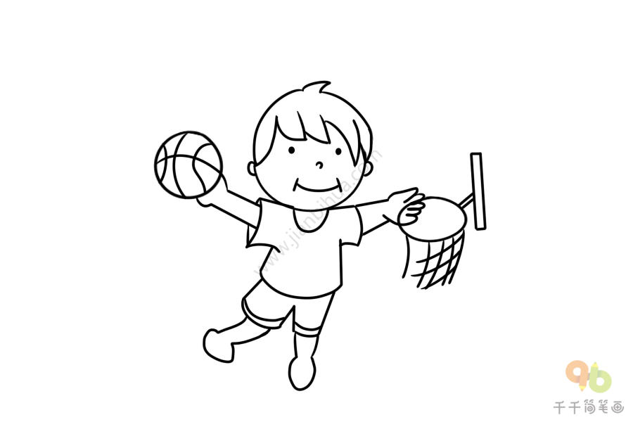 投篮的篮球运动员简笔画步骤图投篮的篮球运动员简笔画步骤图,篮球