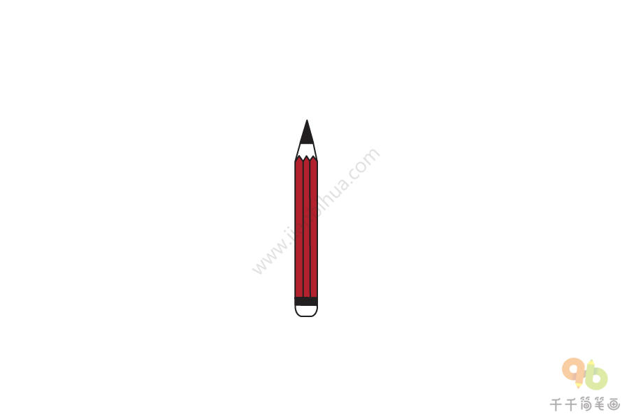 红色的铅笔简笔画