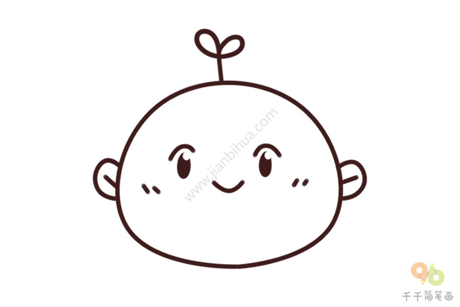 呆萌可爱的小男孩头像简笔画