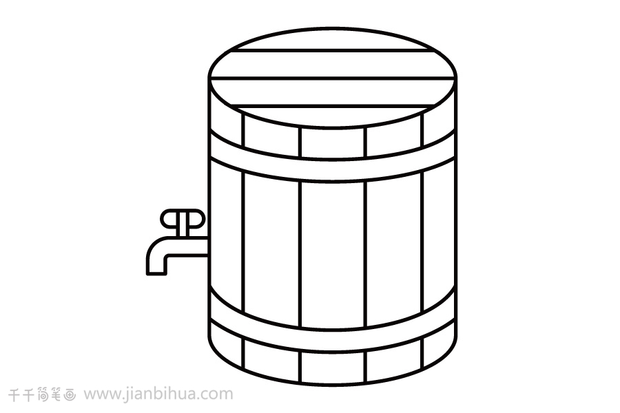 幼儿学画木质桶简笔画木桶简笔画有颜色的,木桶的简笔画简单版,木桶简