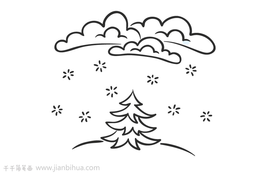 教你画下雪天气手帐素材简笔画