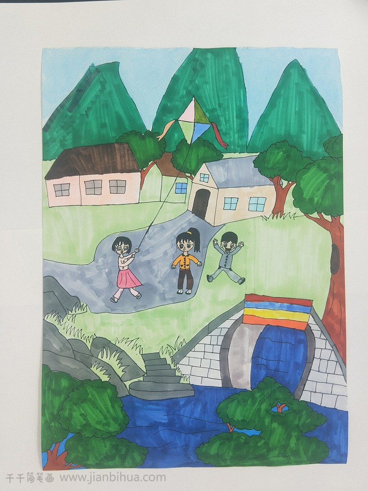 儿童画作品村居优秀儿童画赏析