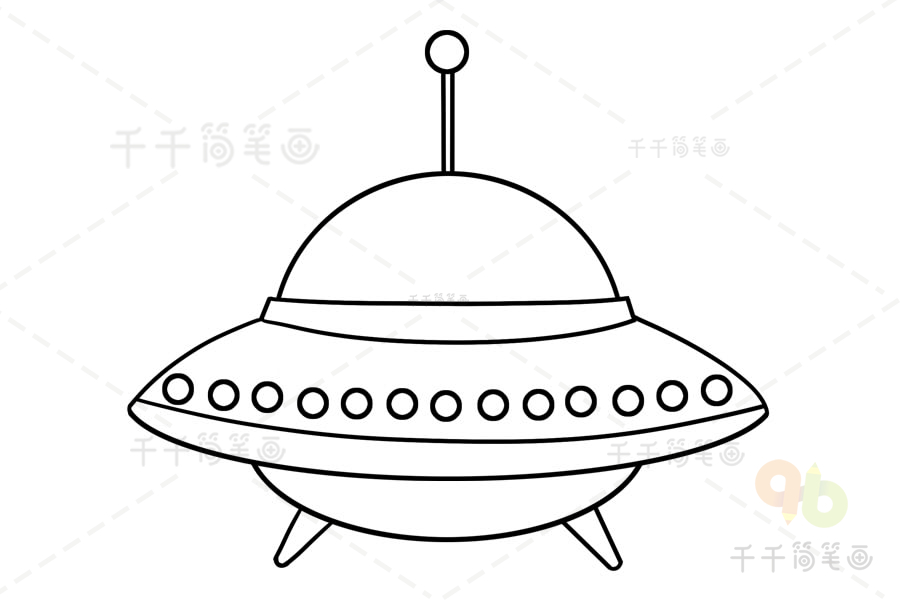 飞碟简笔画怎么画_宇宙飞船简笔画