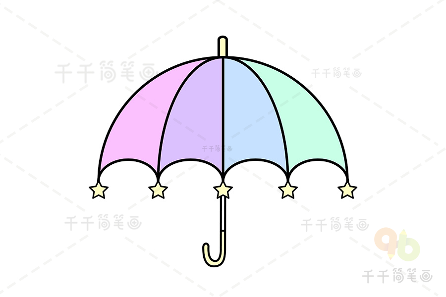 雨伞简笔画步骤教程