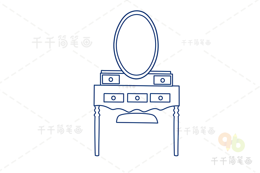 复古化妆台简笔画简单易学