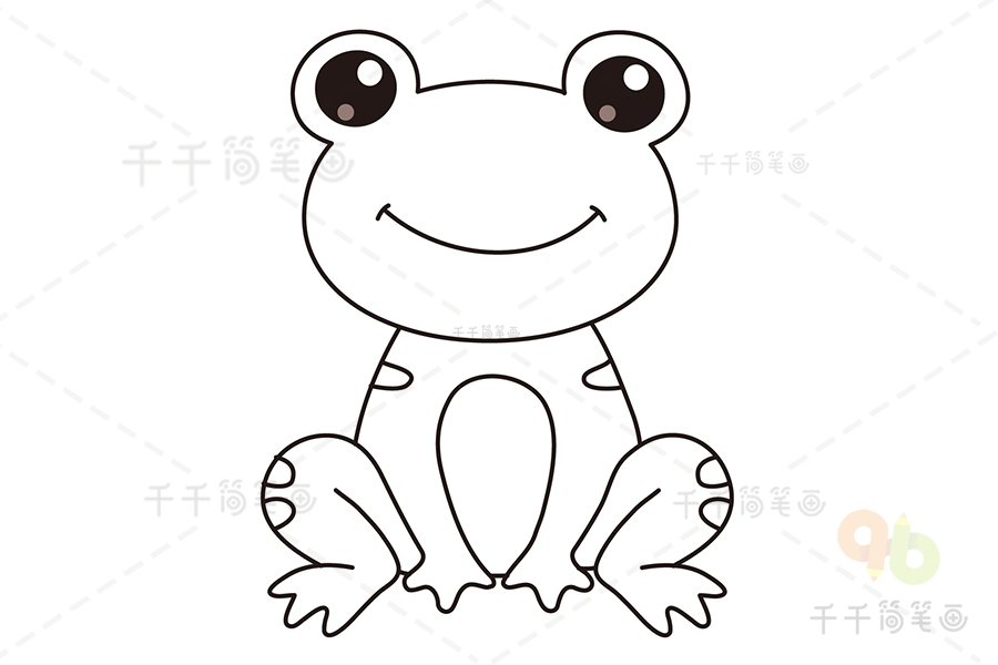 第一步:首先画出青蛙的头部.