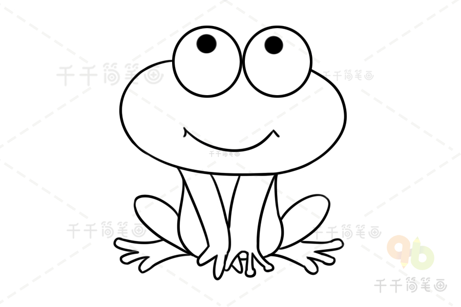 第五步:画出小青蛙的后腿,小青蛙简笔画完成!