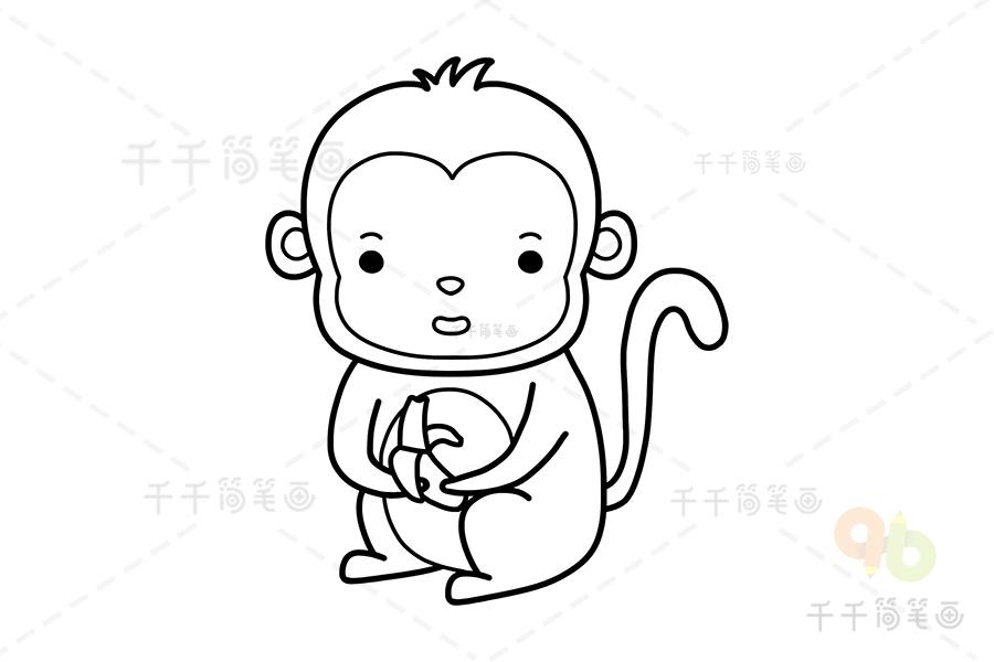 超萌小猴子简笔画画法图片步骤