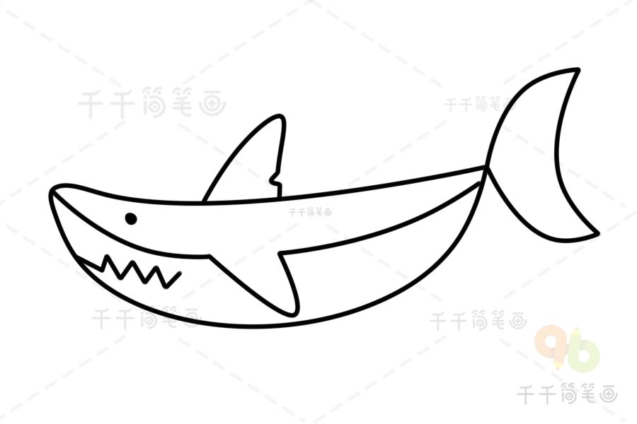 儿童鲨鱼简笔画的画法