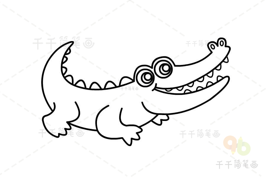 卡通鳄鱼简笔画怎么画