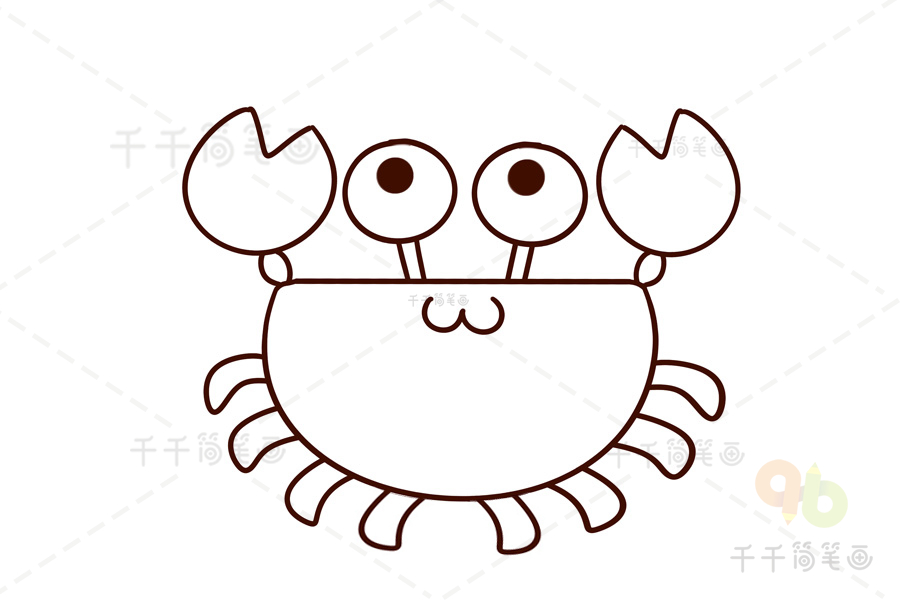可爱的螃蟹亲子简笔画