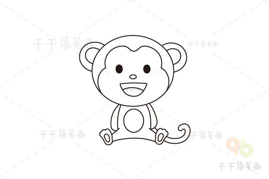 萌萌的小猴子简笔画画法教程