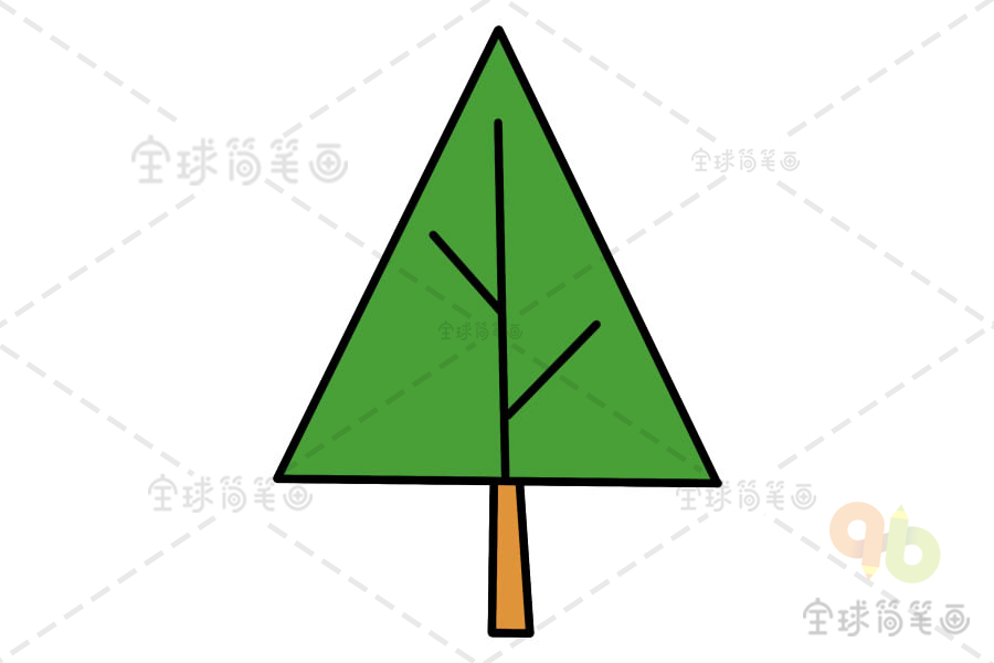 形状变变变用三角形画树简笔画