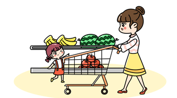 妈妈和女儿一起逛超市场景简笔画
