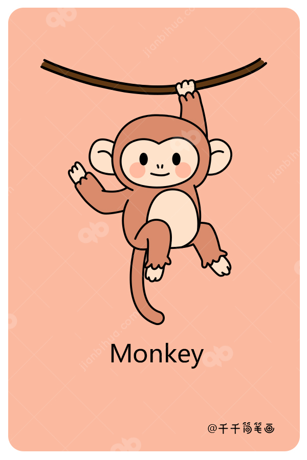 小猴子学英语画手图片
