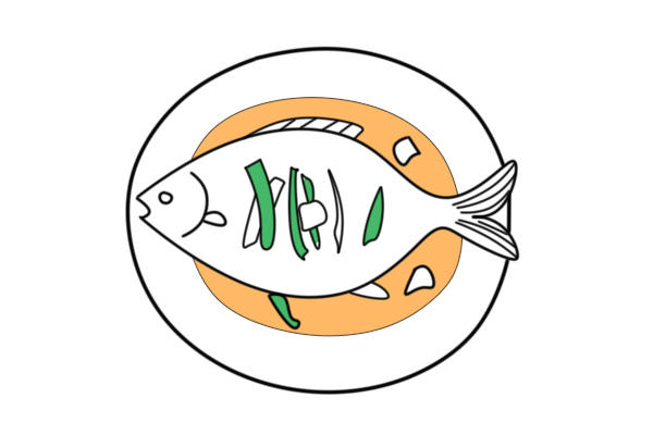 鱼肉简笔画彩色可爱图片