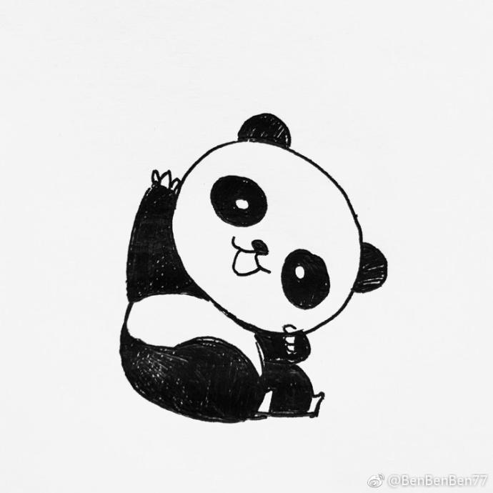 团团圆圆大熊猫简笔画图片