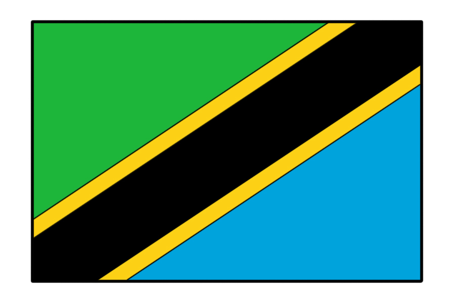 坦桑尼亚国旗简笔画步骤图