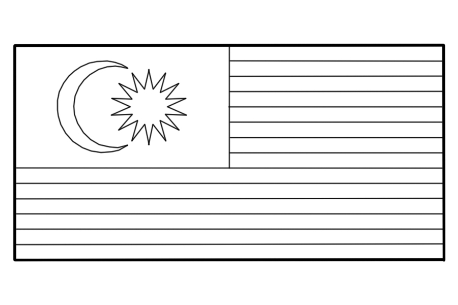 马来西亚国旗简笔画步骤图
