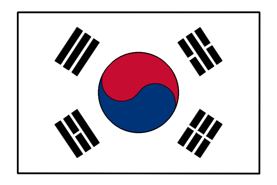 韩国国旗简笔画图片