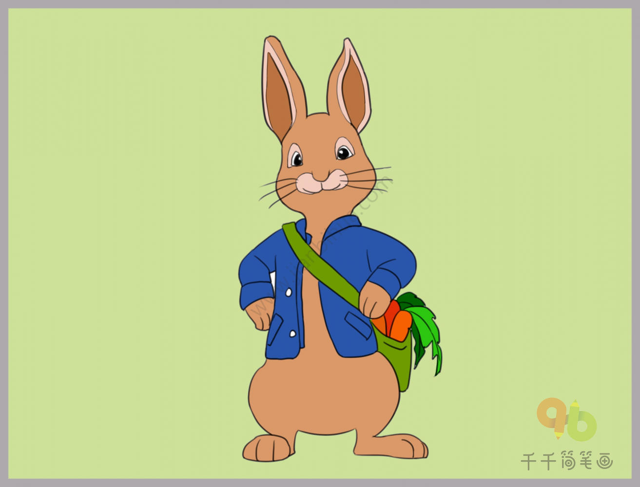 让你学会画两小只小兔子看书的儿童简笔画画法_动物简笔画