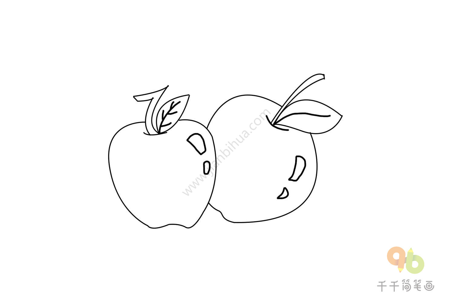 红色大苹果简笔画画法图片步骤 咿咿呀呀儿童手工网