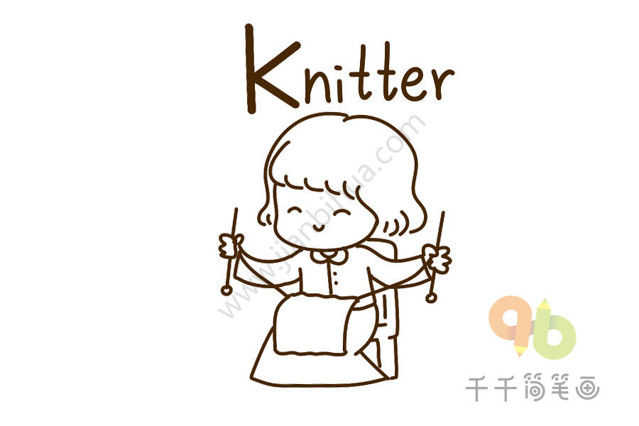 职业英语词汇简笔画:编织者Knitter