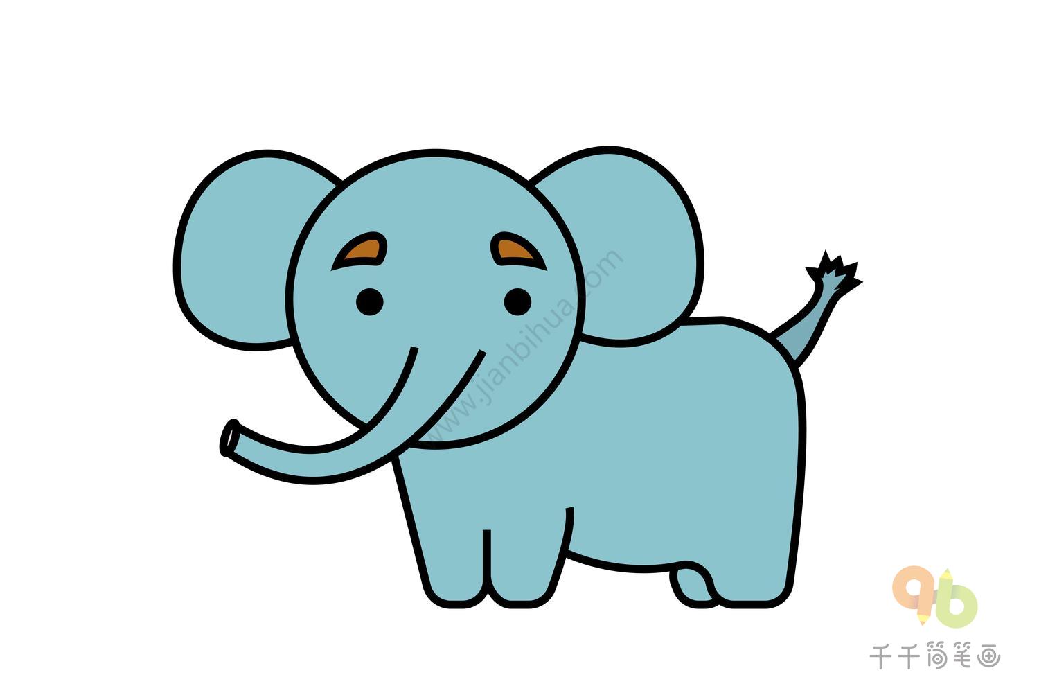 快乐的大象简笔画_陆地动物
