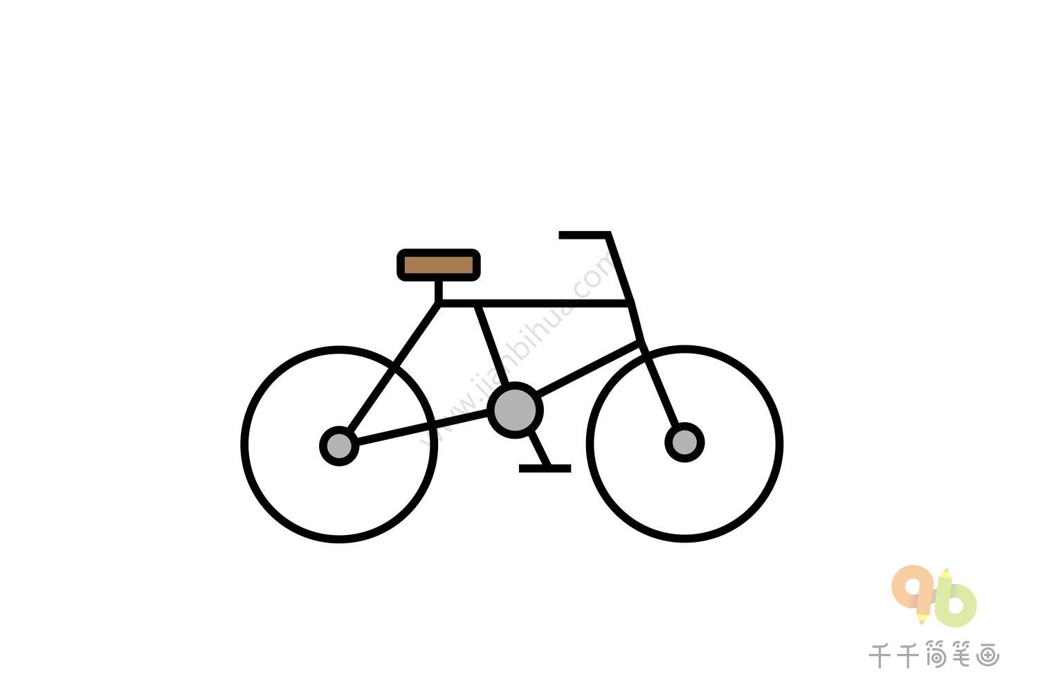 自行车简笔画怎么画_自行车