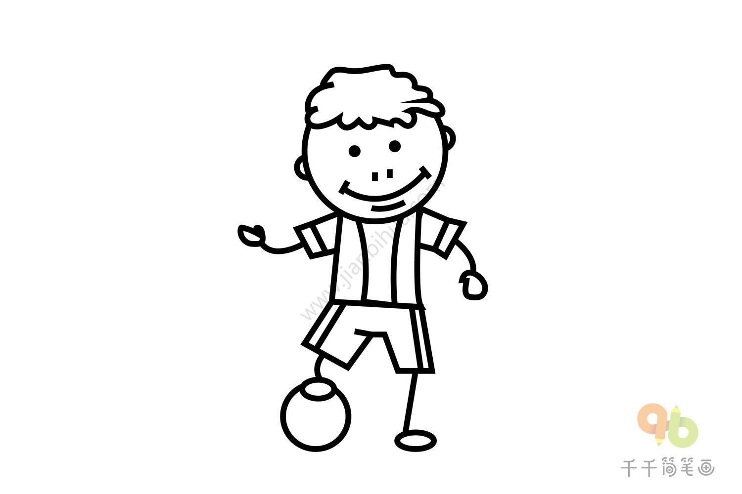 踢足球的小男孩简笔画画法_儿童画简笔画