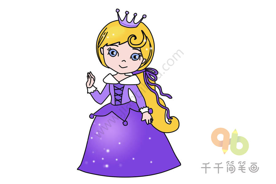 漂亮的公主简笔画画法