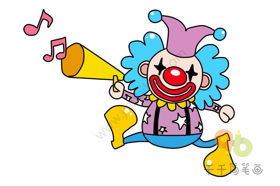 马戏团的音乐小丑简笔画